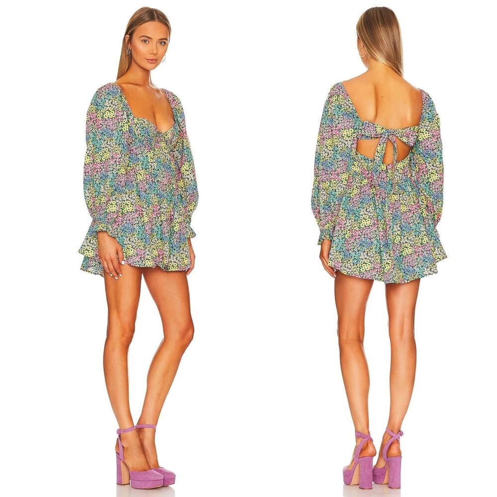 For Love & Lemons Women's Floral Invisible Zip Ruth Mini Dress‎ Size XS